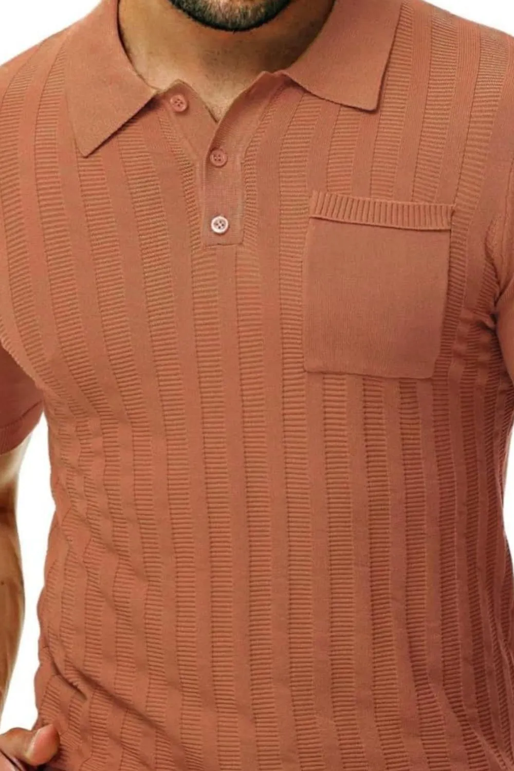 Men's Full Size Textured Short Sleeve Polo Plus Size, image 5