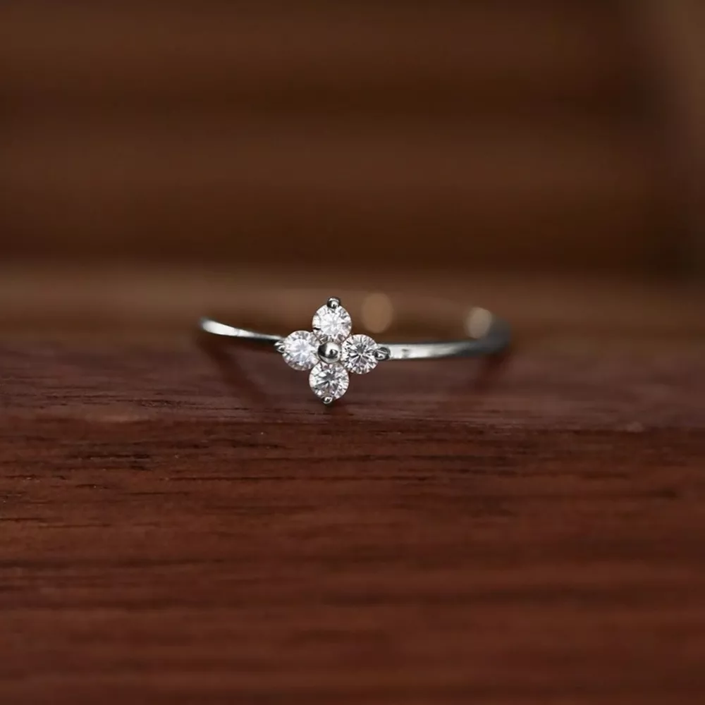 925 Sterling Silver Four-Leaf Clover Ring, image 4