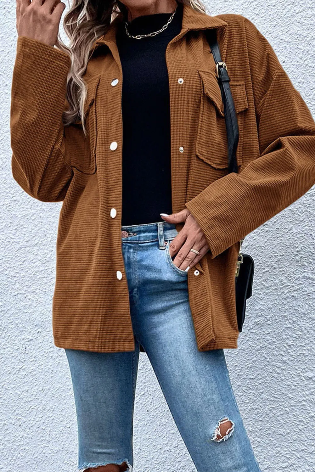 Pocketed Snap Down Long Sleeve Jacket, image 2