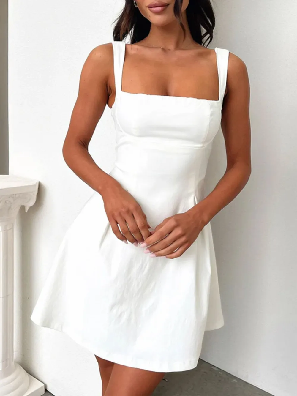 Bow Back Square Neck Mini Dress, image 6