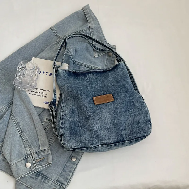 Adjustable Strap Denim Shoulder Bag, image 10