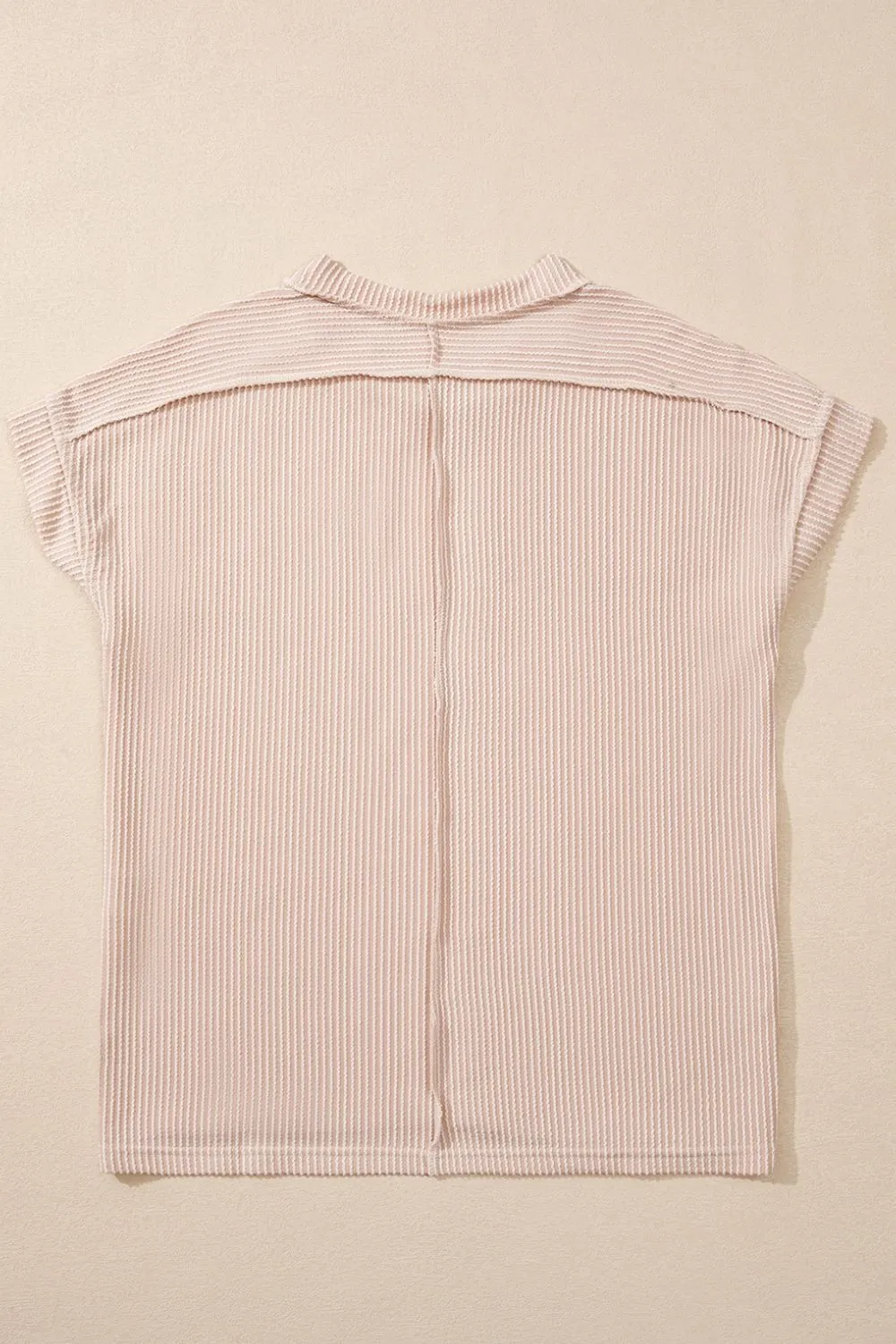 Casual Ribbed Short Sleeve Round Neck T-Shirt, image 7