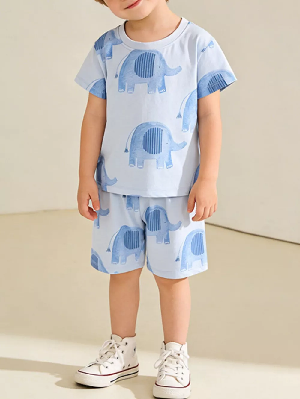 Children's Elephant Print Tee and Shorts Set, image 3
