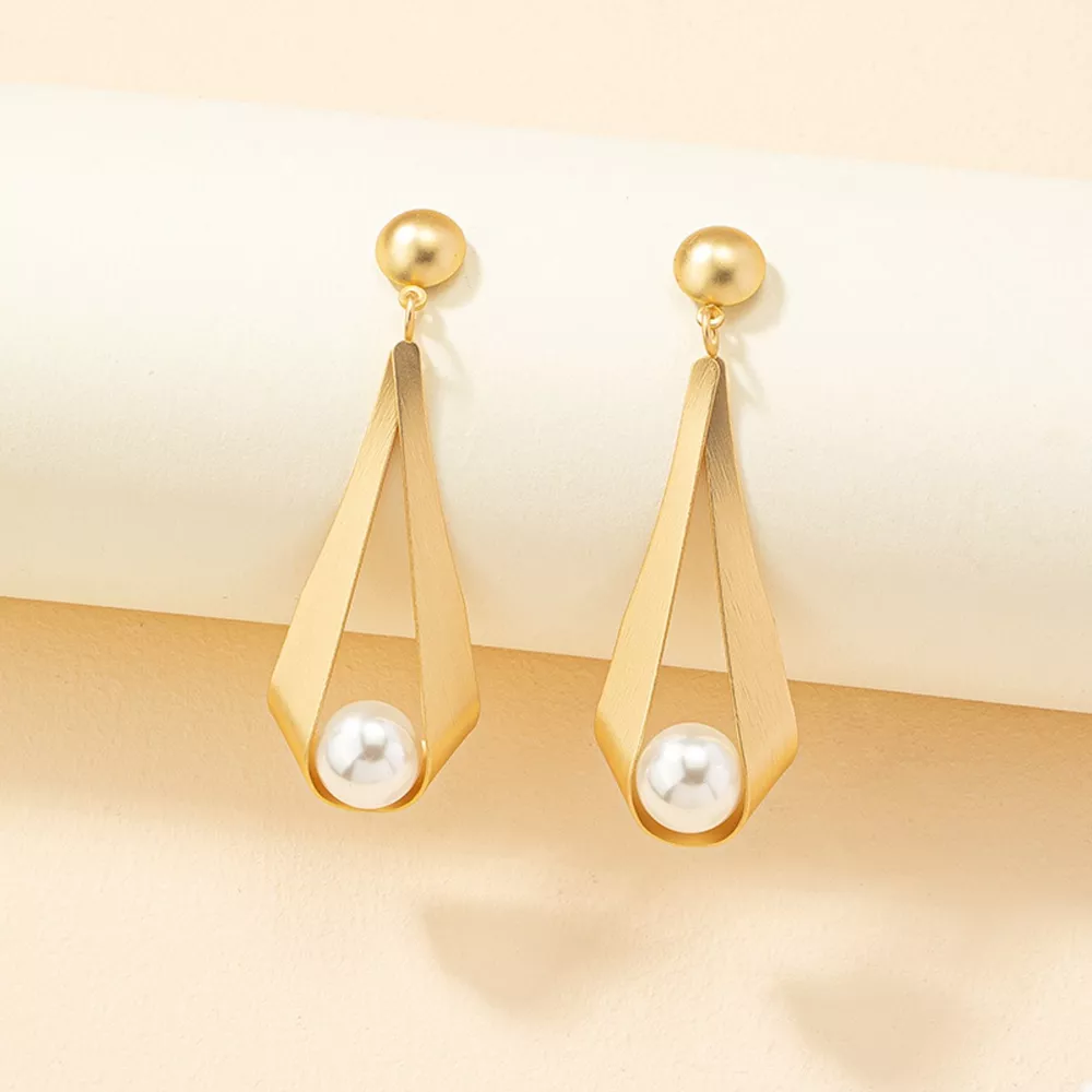 18K Gold-Plated Pearl Drop Earrings, image 2
