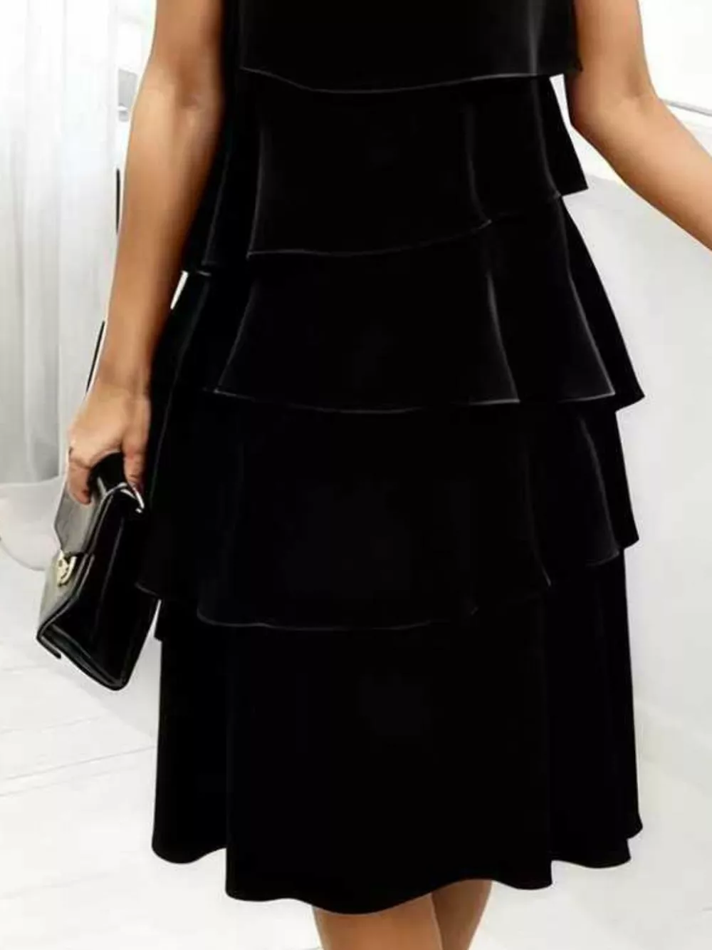 Full Size Ruffled Layered Petal Sleeve Dress Plus Size, image 3