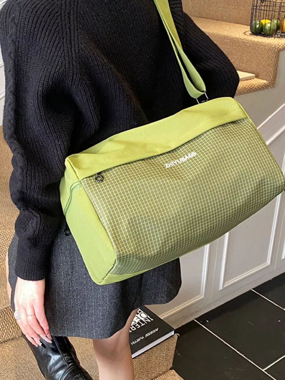 Plaid Oxford Cloth Travel Bag, image 6