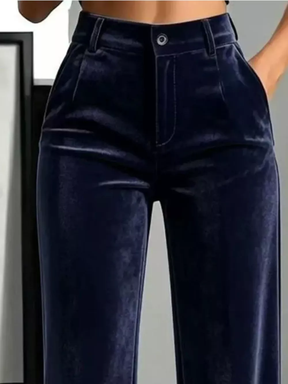 Full Size High-Waisted Velvet Pants Plus Size, image 8