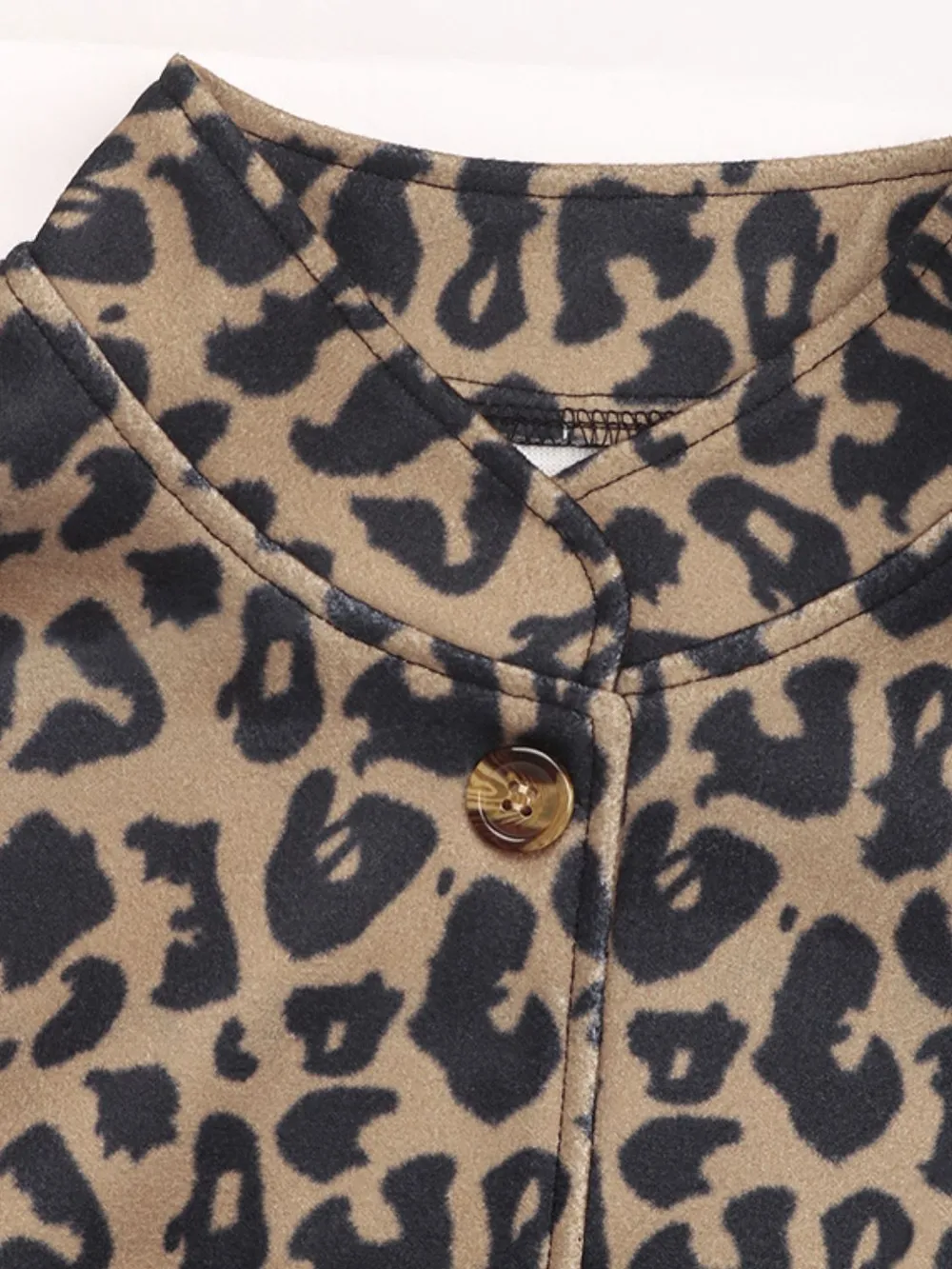 Leopard Print Casual Button Up Jacket, image 3