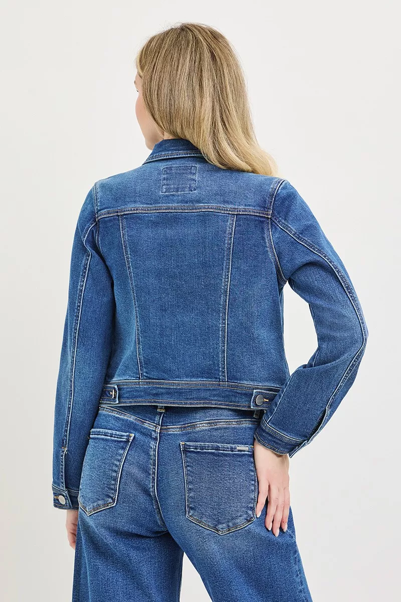 Basic Fitted Button Down Denim Jacket, image 5