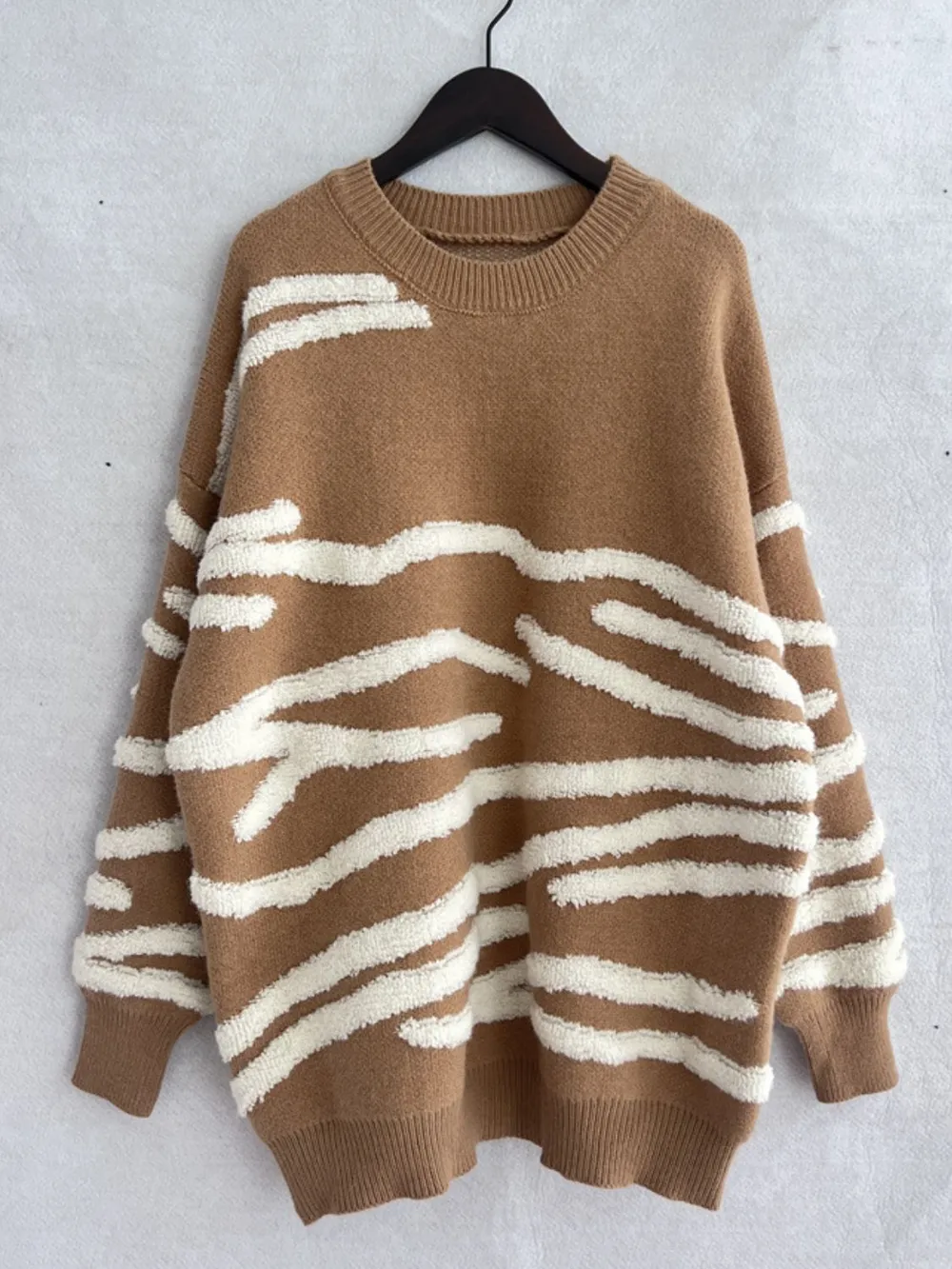 Contrast Round Neck Long Sleeve Sweater, image 6