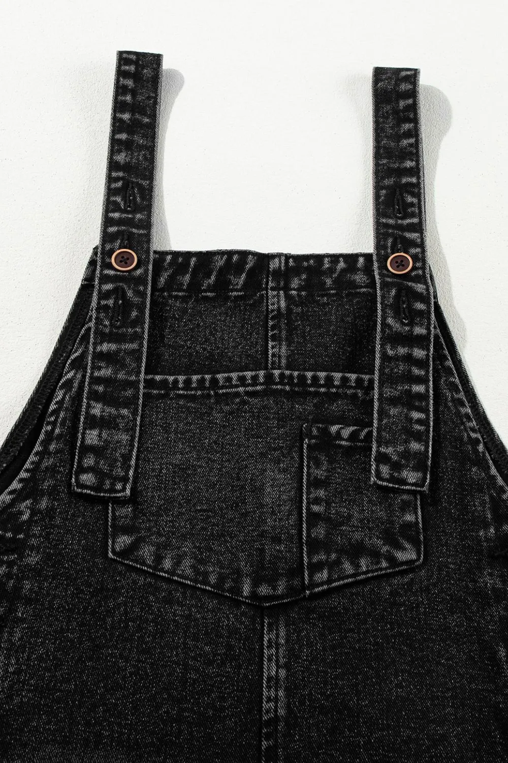 Distressed Wide Strap Denim Overalls, image 2