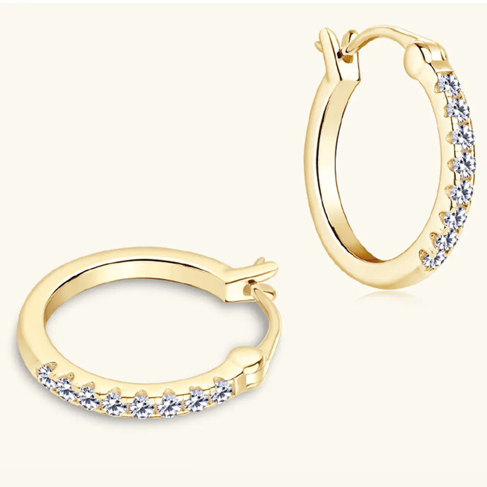 925 Sterling Silver Moissanite Huggie Earrings, image 4