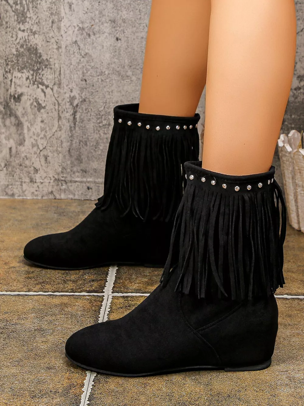 Fringe Boots with Studded Details, image 2