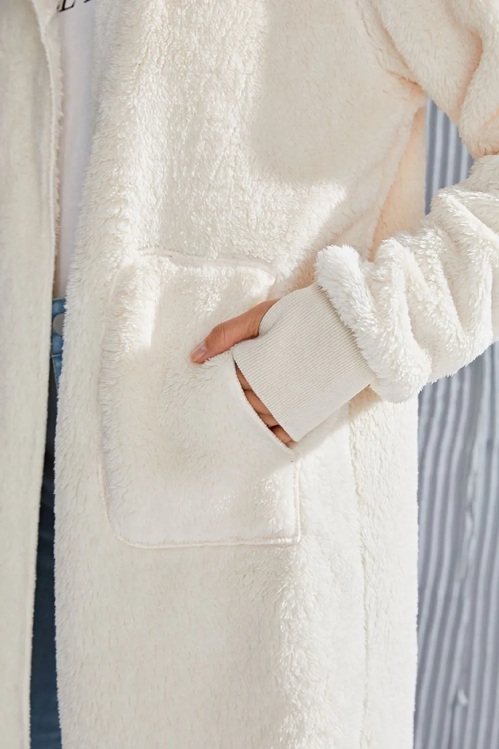 Full Size Hooded Teddy Bear Jacket with Thumbholes, image 26