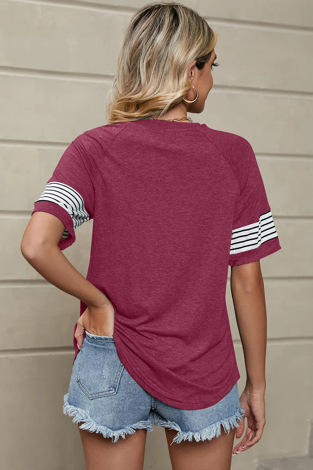 Striped Round Neck Short Sleeve T-Shirt, image 15