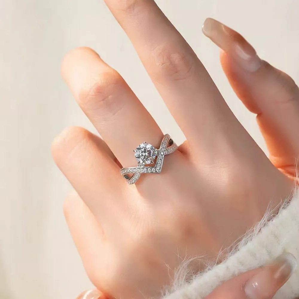 1 Carat Moissanite 925 Sterling Silver Ring, image 4