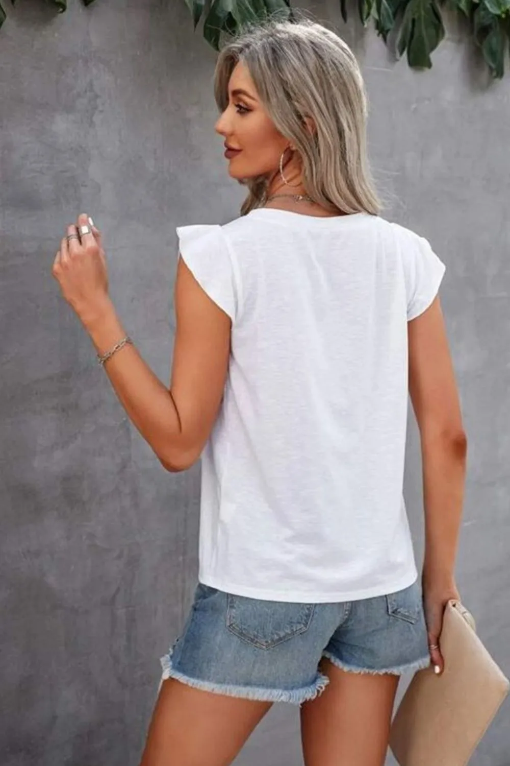 Ruffled Round Neck Cap Sleeve T-Shirt, image 6