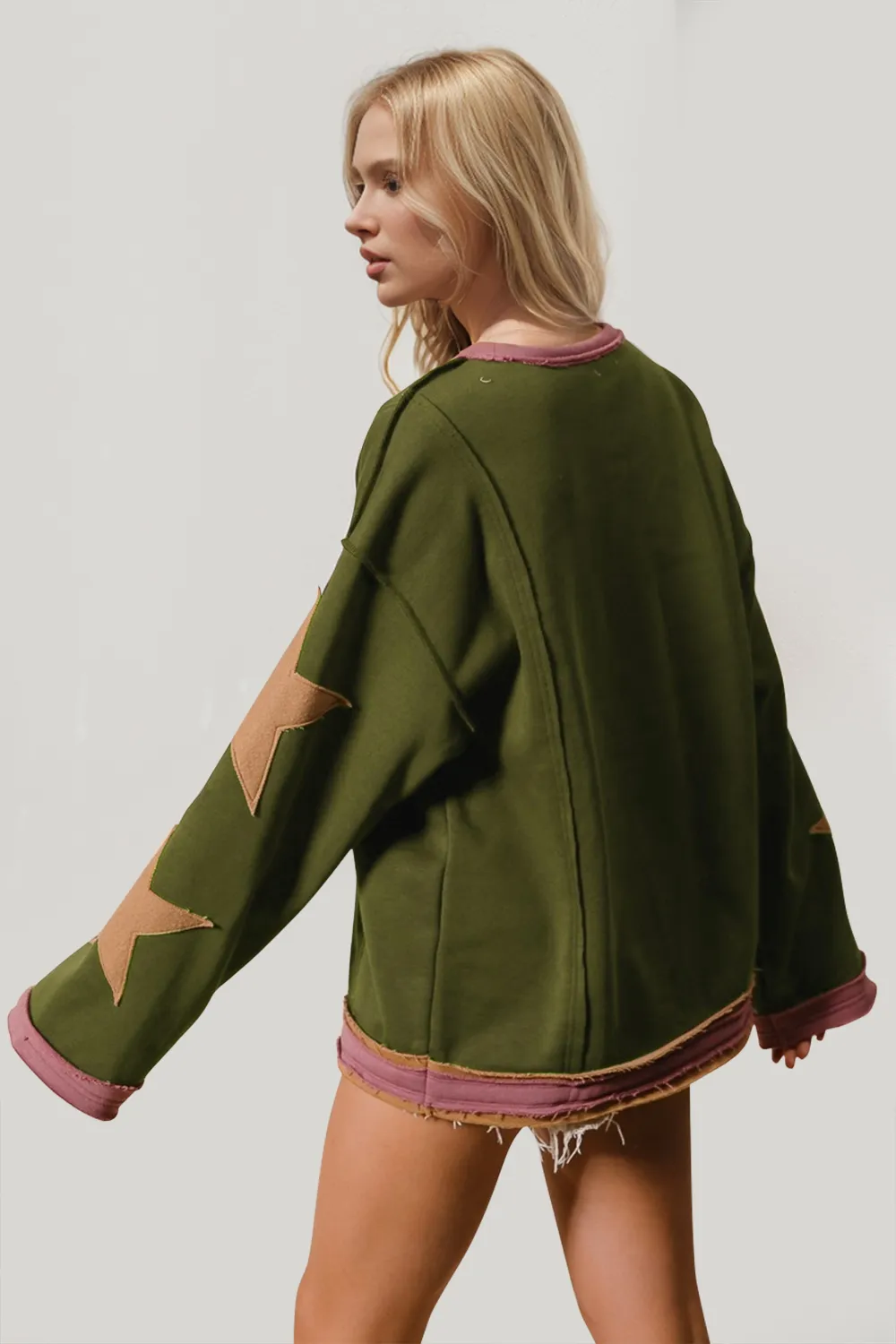 Star Patched Long Sleeve Sweatshirt, image 3
