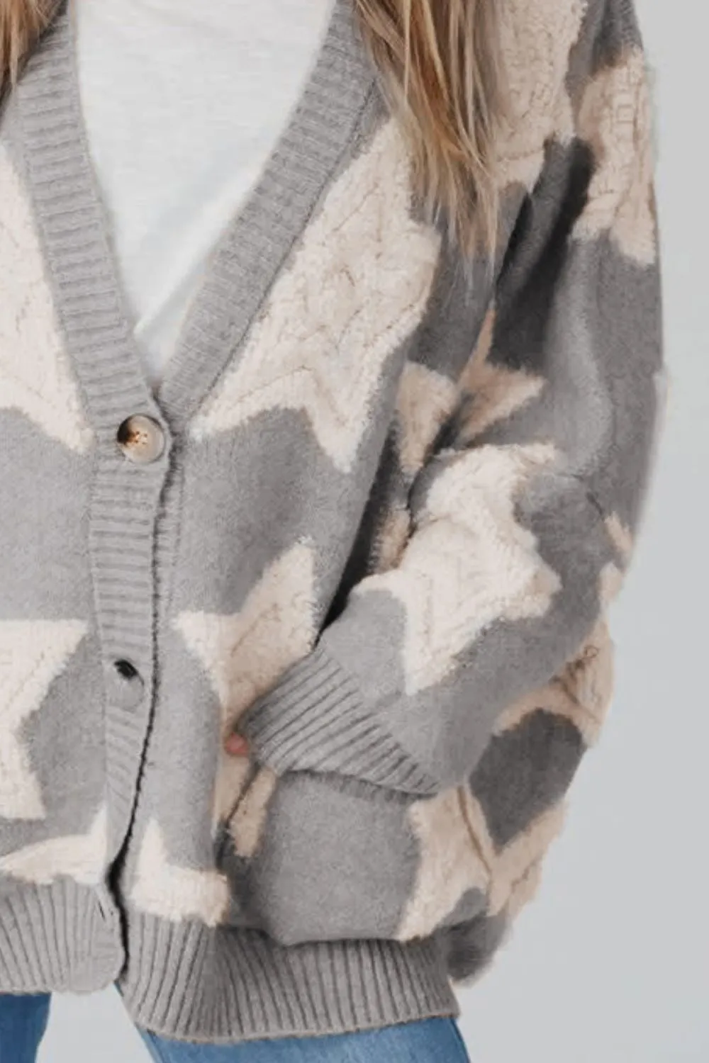 Star Button Up Long Sleeve Cardigan, image 3