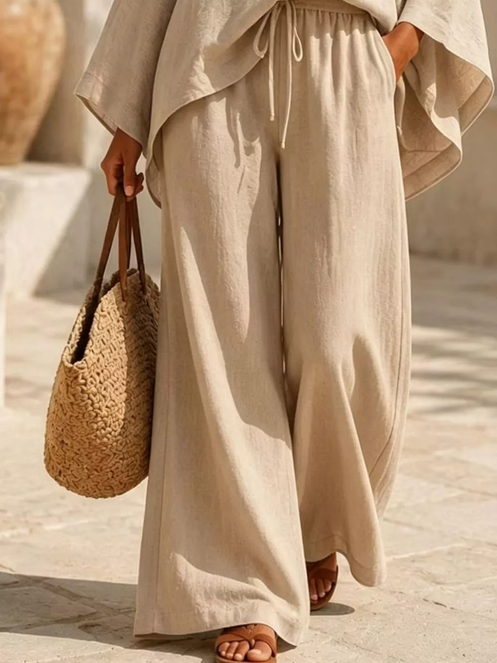 Full Size Loose Fit Top and Wide-Leg Pants Set Plus Size, image 7