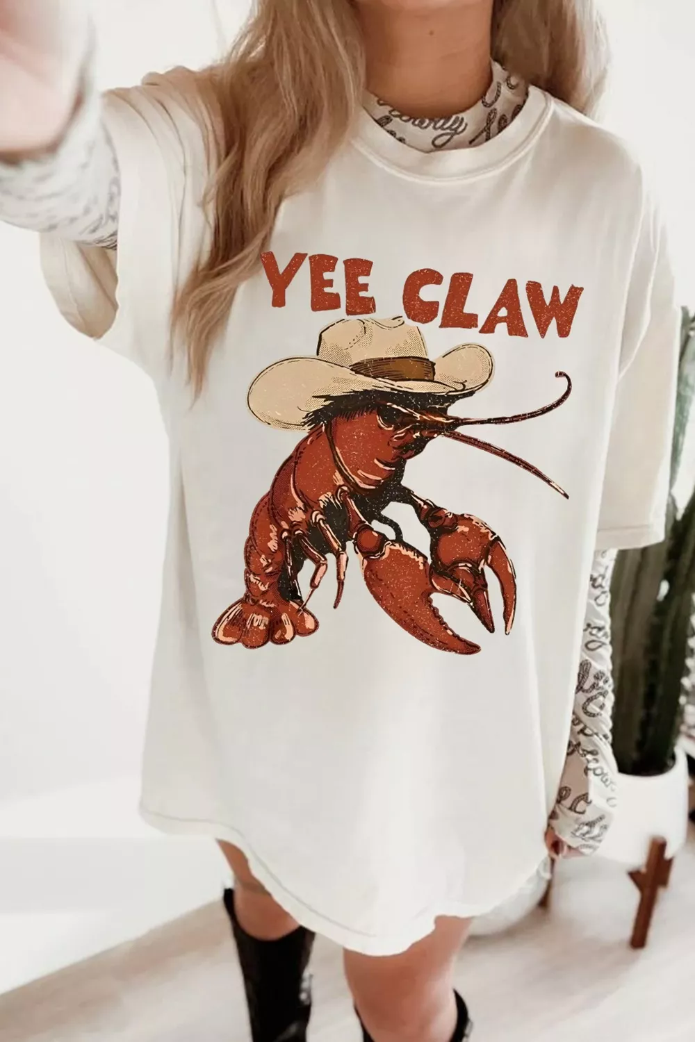 Yee Claw Graphic Round Neck Oversized T-Shirt, image 3