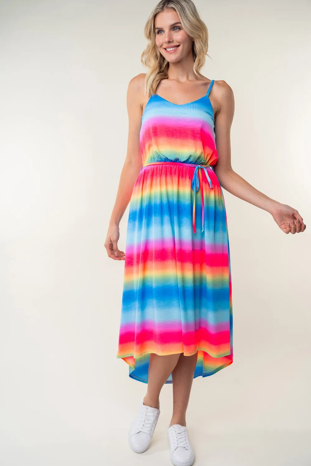 Full Size Ombre Striped Midi Cami Dress, image 4