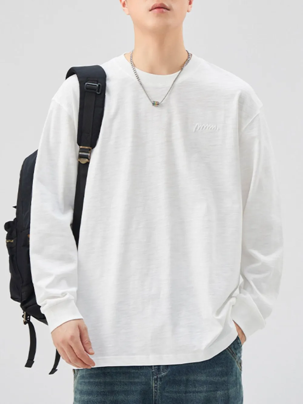 Men's Plus Size Basic Style Oversized Sweatshirt with Embroidered Logo, image 13