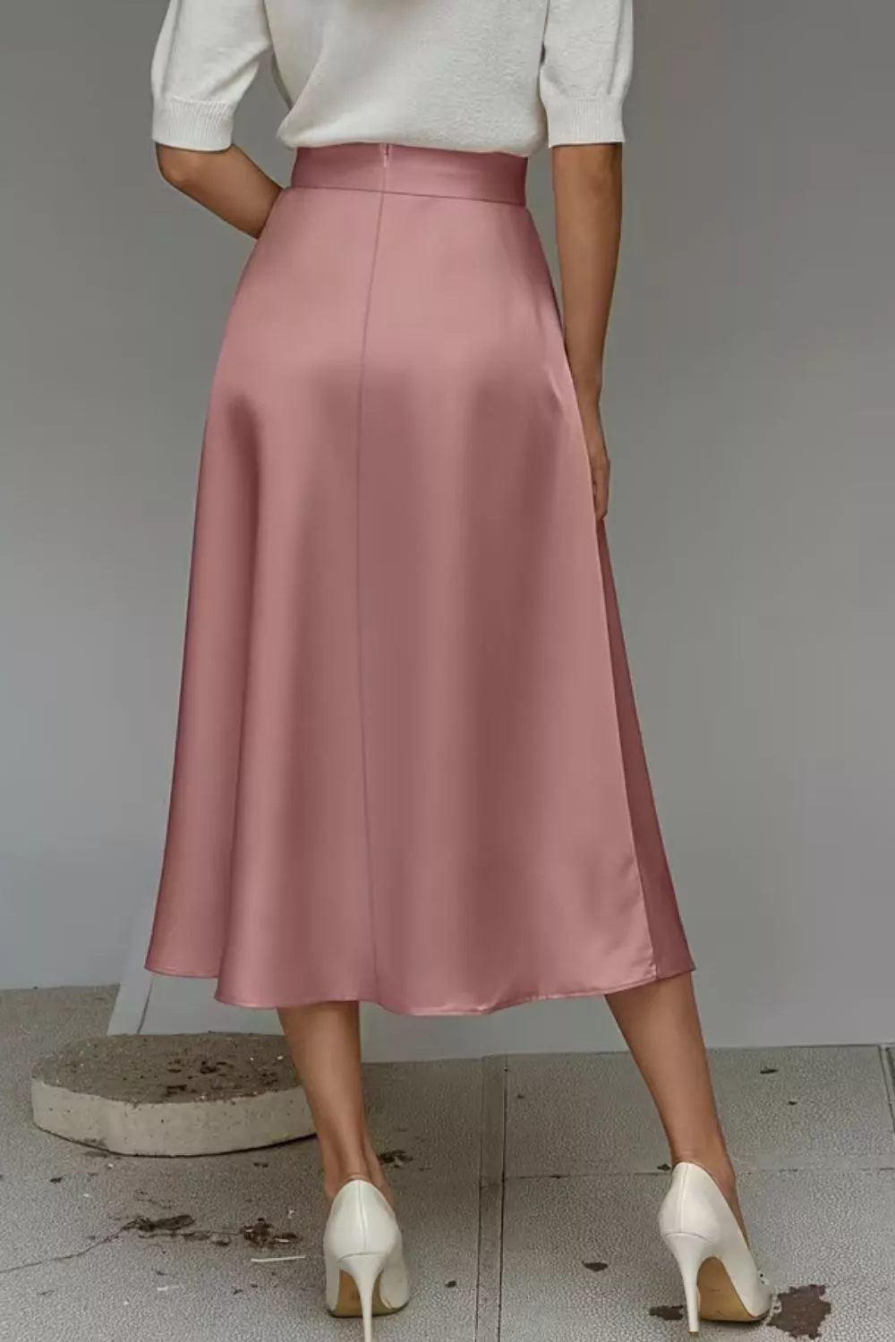 Satin A-Line Midi Skirt, image 21
