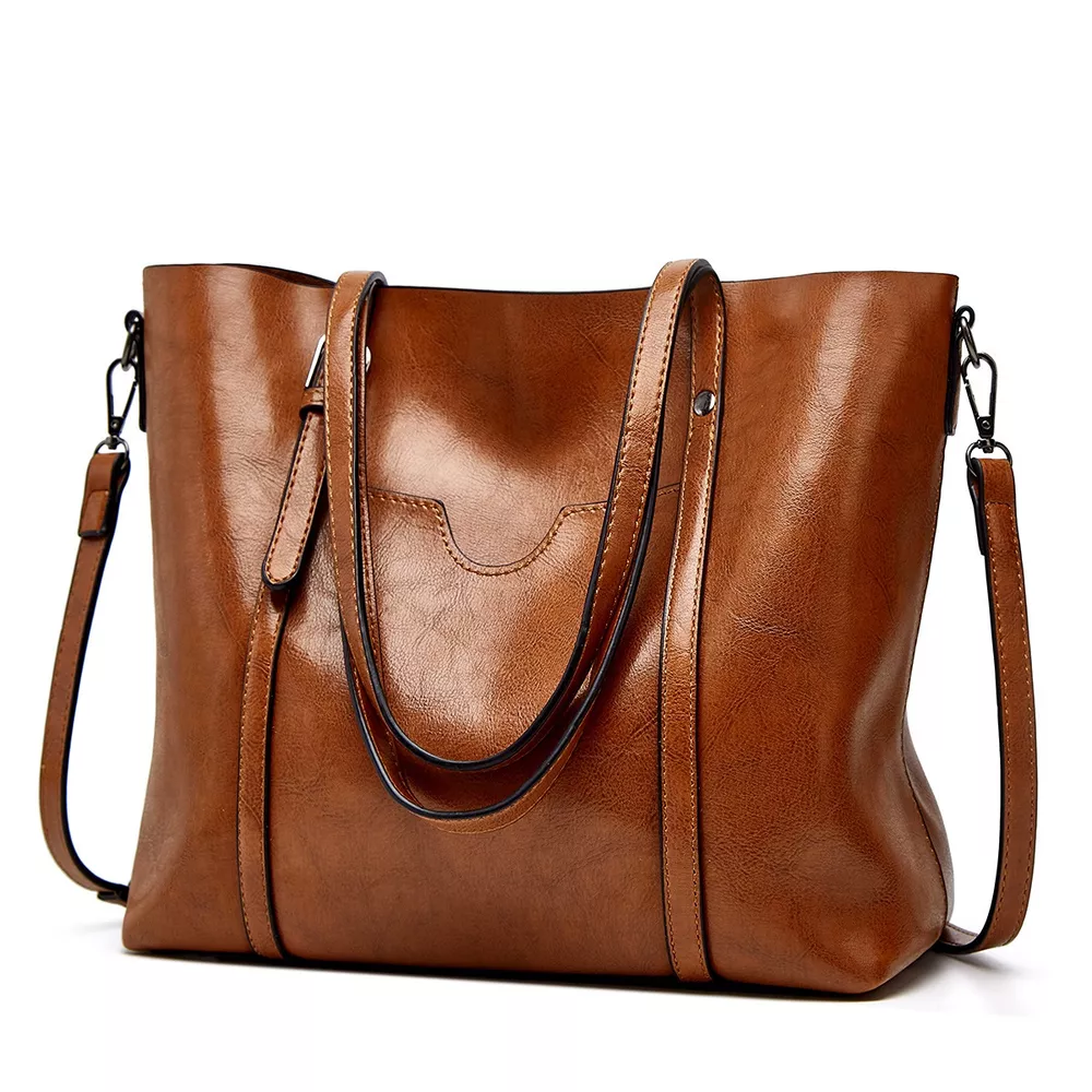 PU Leather Large Capacity Tote Shoulder Bag, image 6