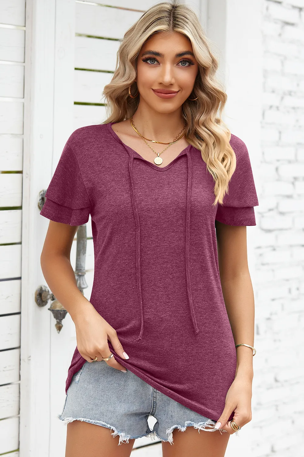 Tie Waist Flutter Sleeve Blouse, image 26