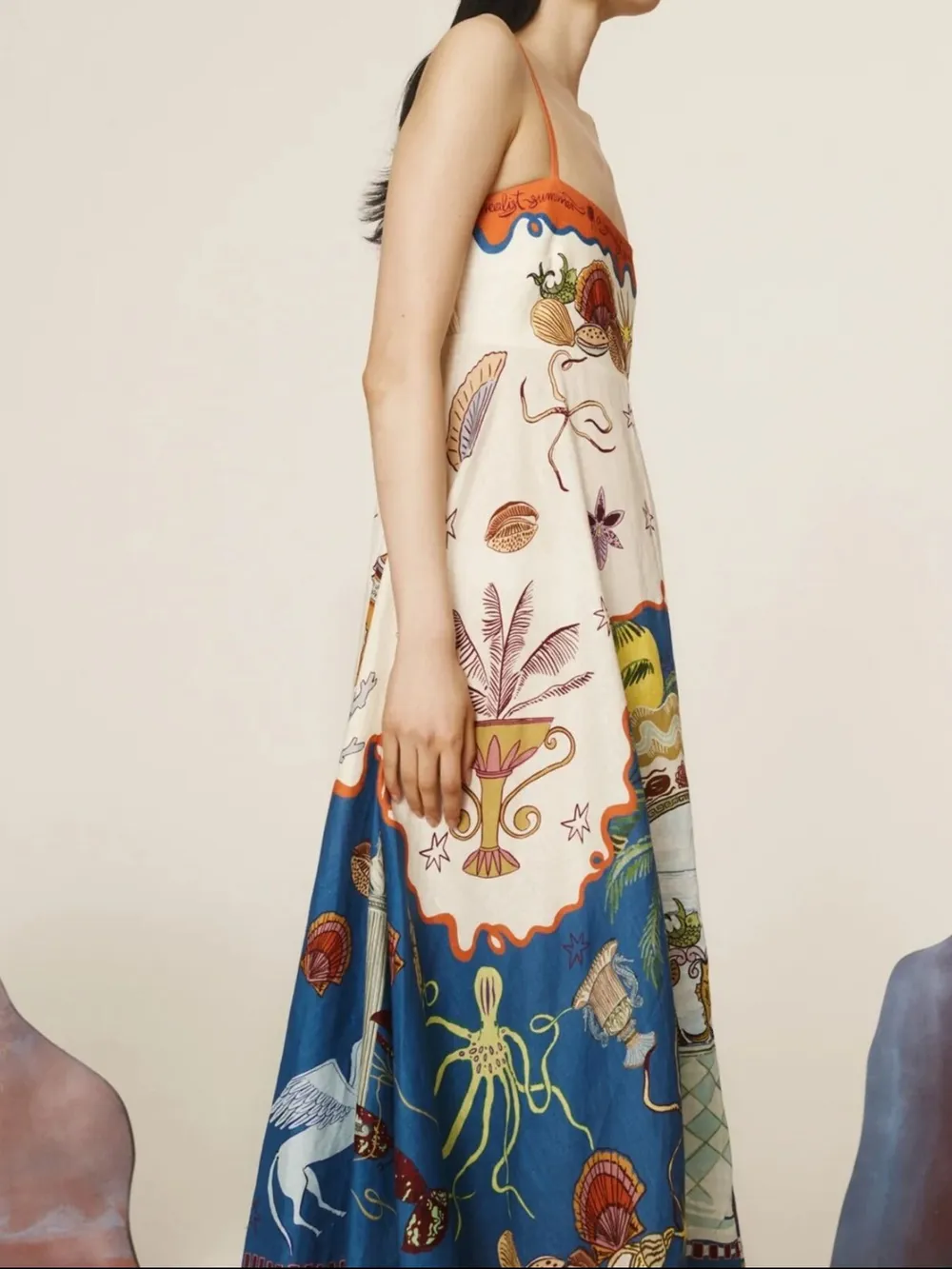 Printed Square Neck Maxi Cami Dress, image 2