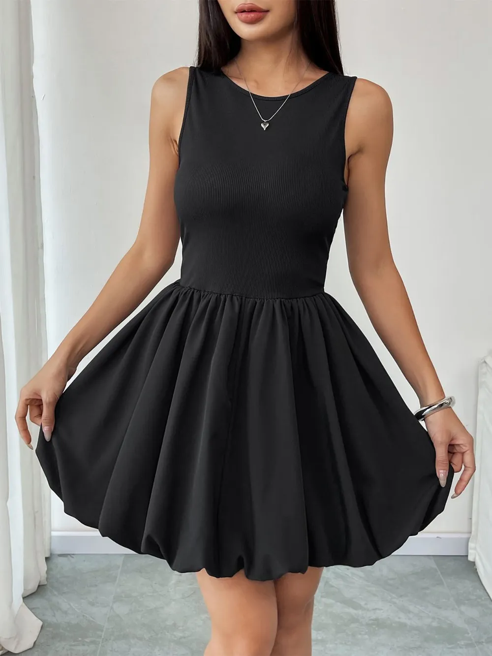 Ruched Sleeveless Mini Dress, image 3