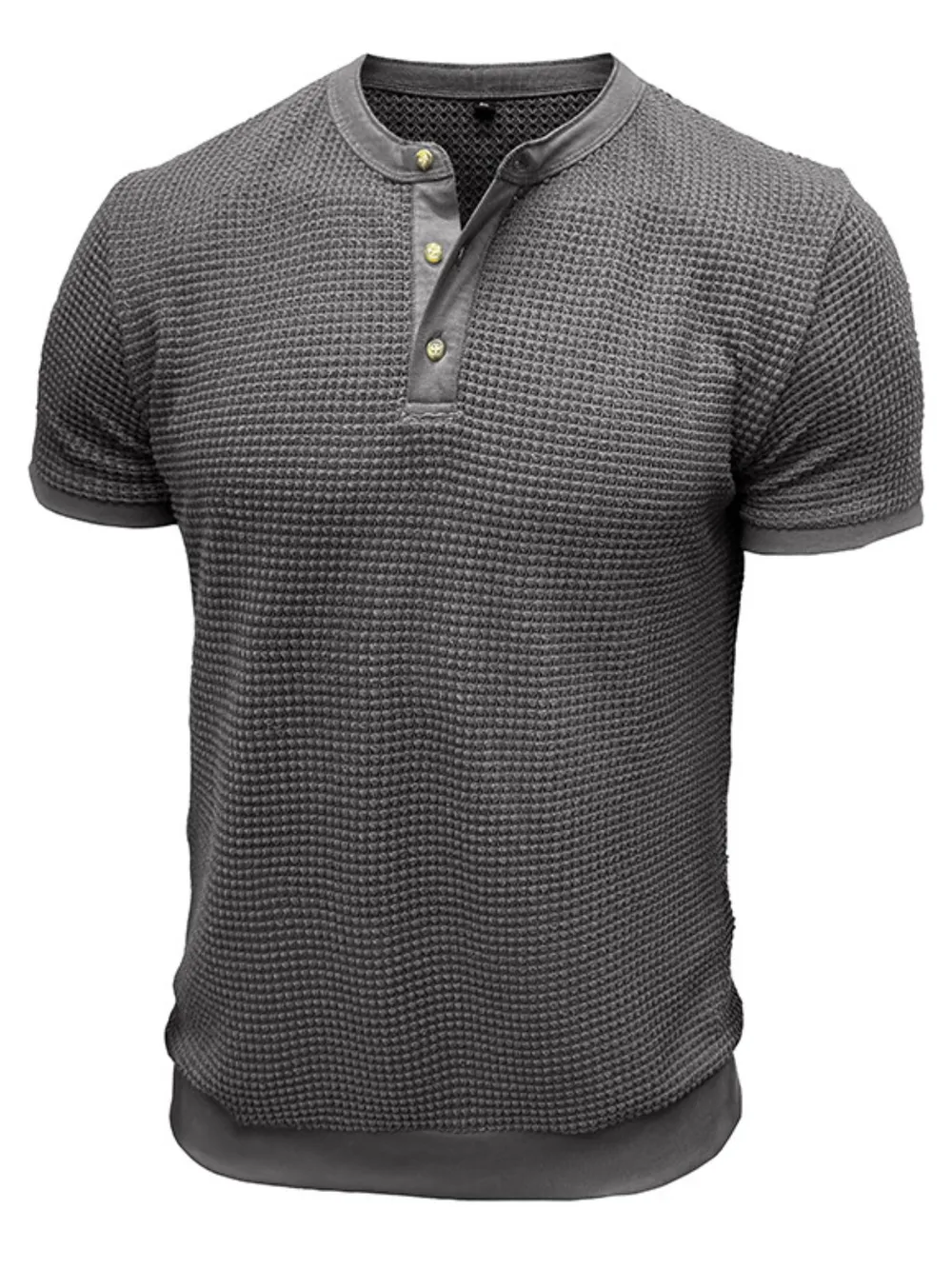 Men's Textured Henley Short Sleeve T-Shirt, image 2