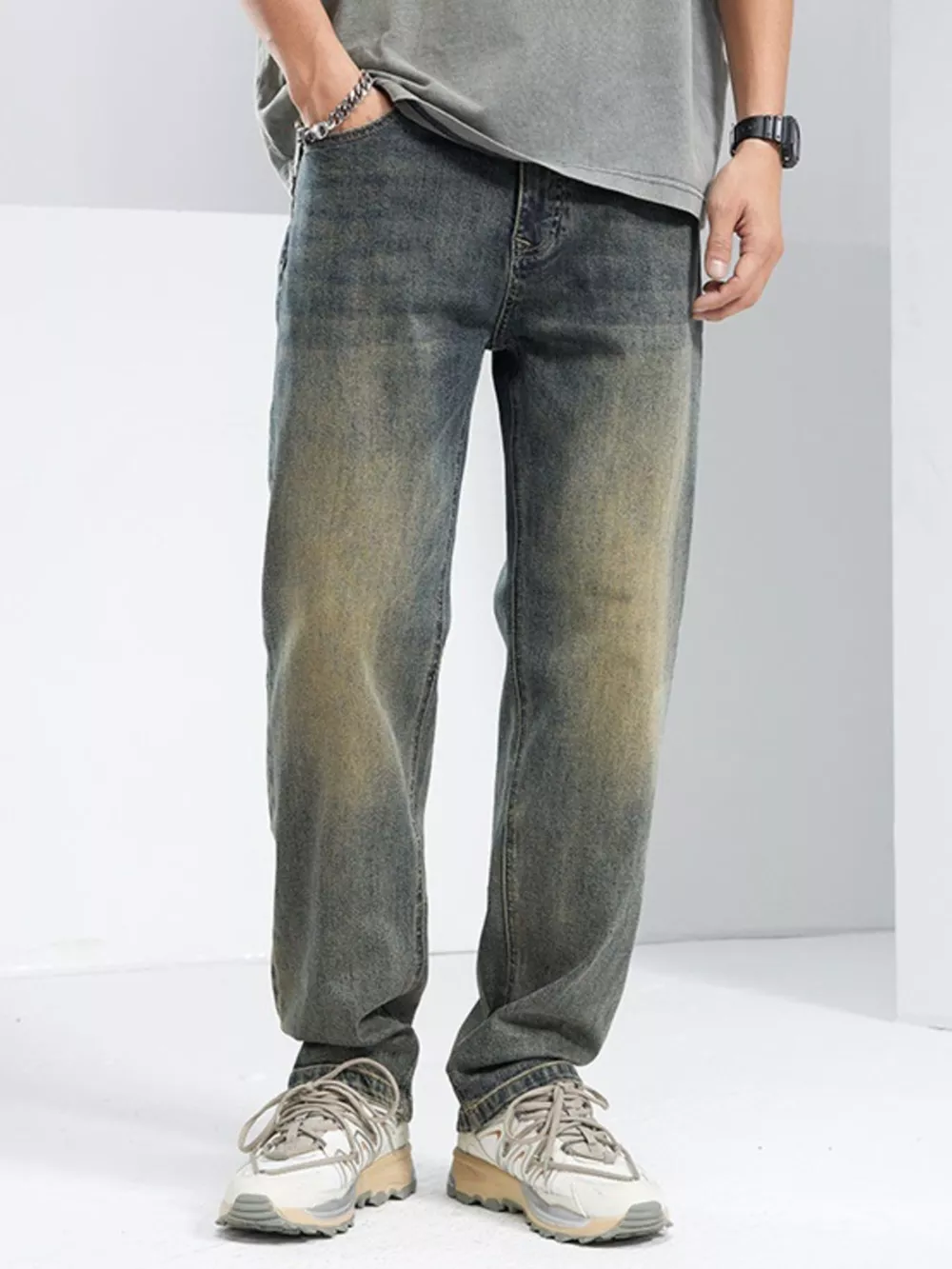 Men's Washed Loose Fit Jeans