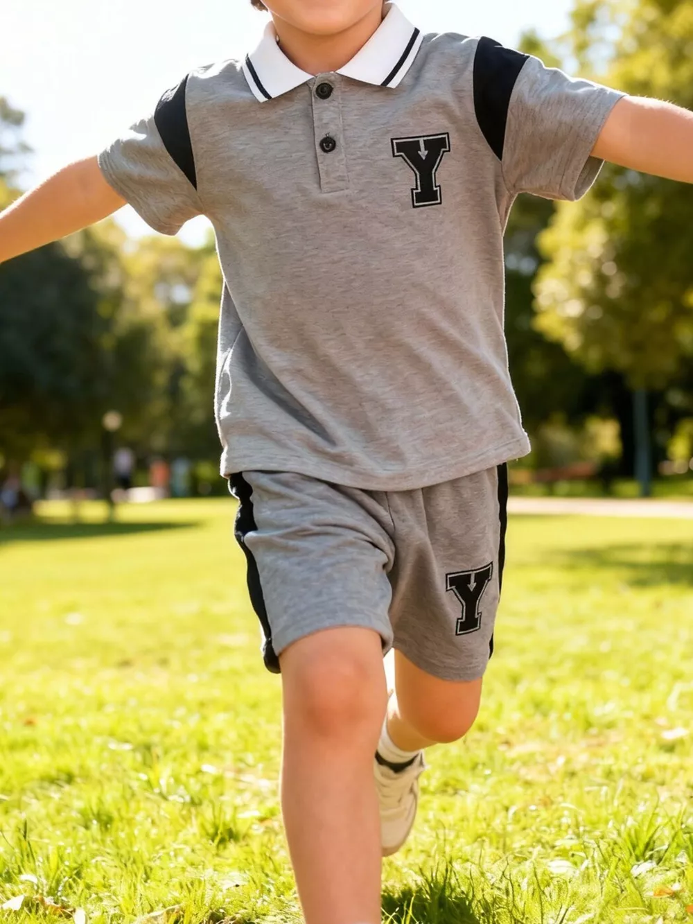 Children's Casual Short Sleeve Polo & Shorts Set, image 2