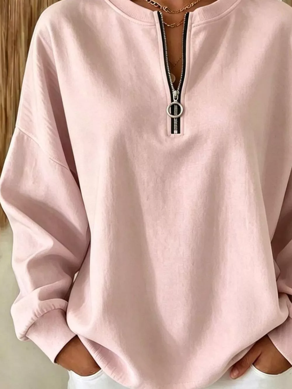 Quarter-Zip Dropped Shoulder Sweatshirt, image 9