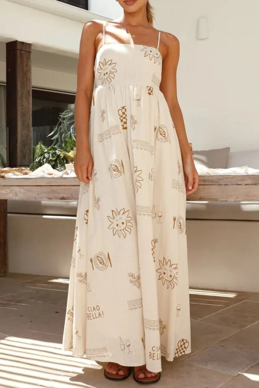 Printed Square Neck Maxi Cami Dress, image 2