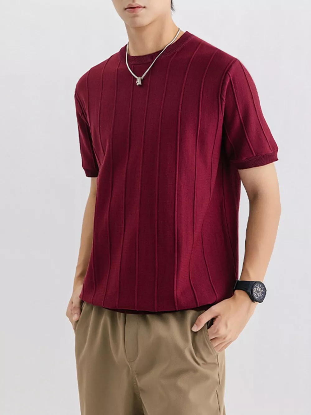 Men's Plus Size Textured Short Sleeve T-Shirt, image 11
