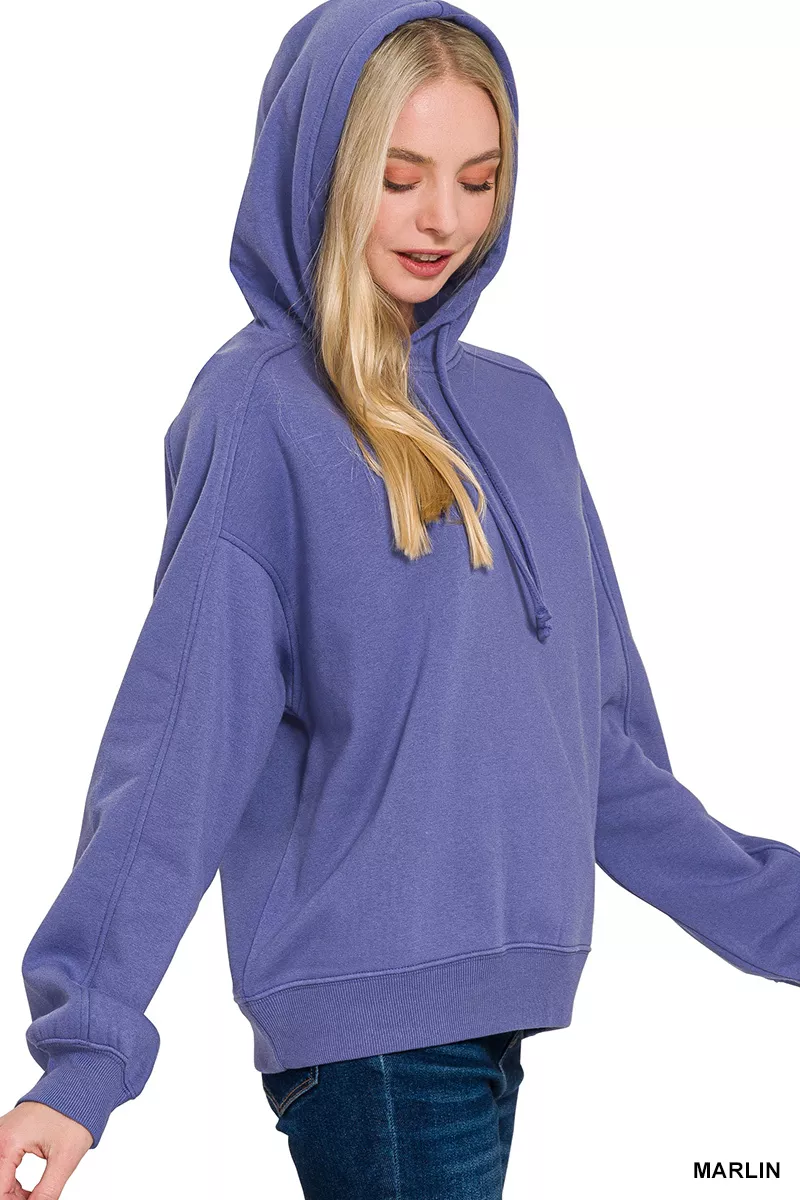 Drawstring Relaxed Fit Fleece Hoodie, image 3