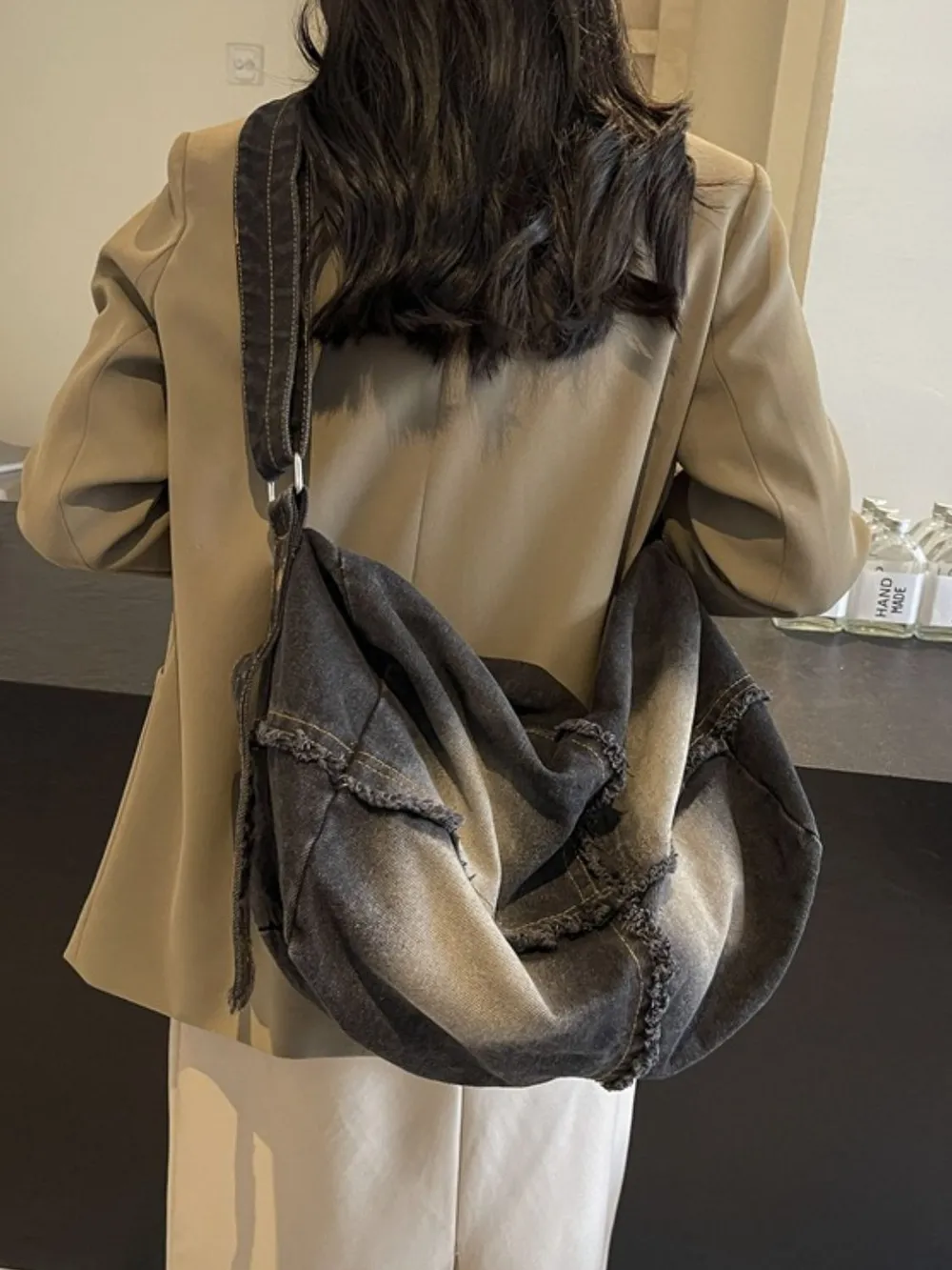 Raw Hem Gradient Crossbody Bag, image 2