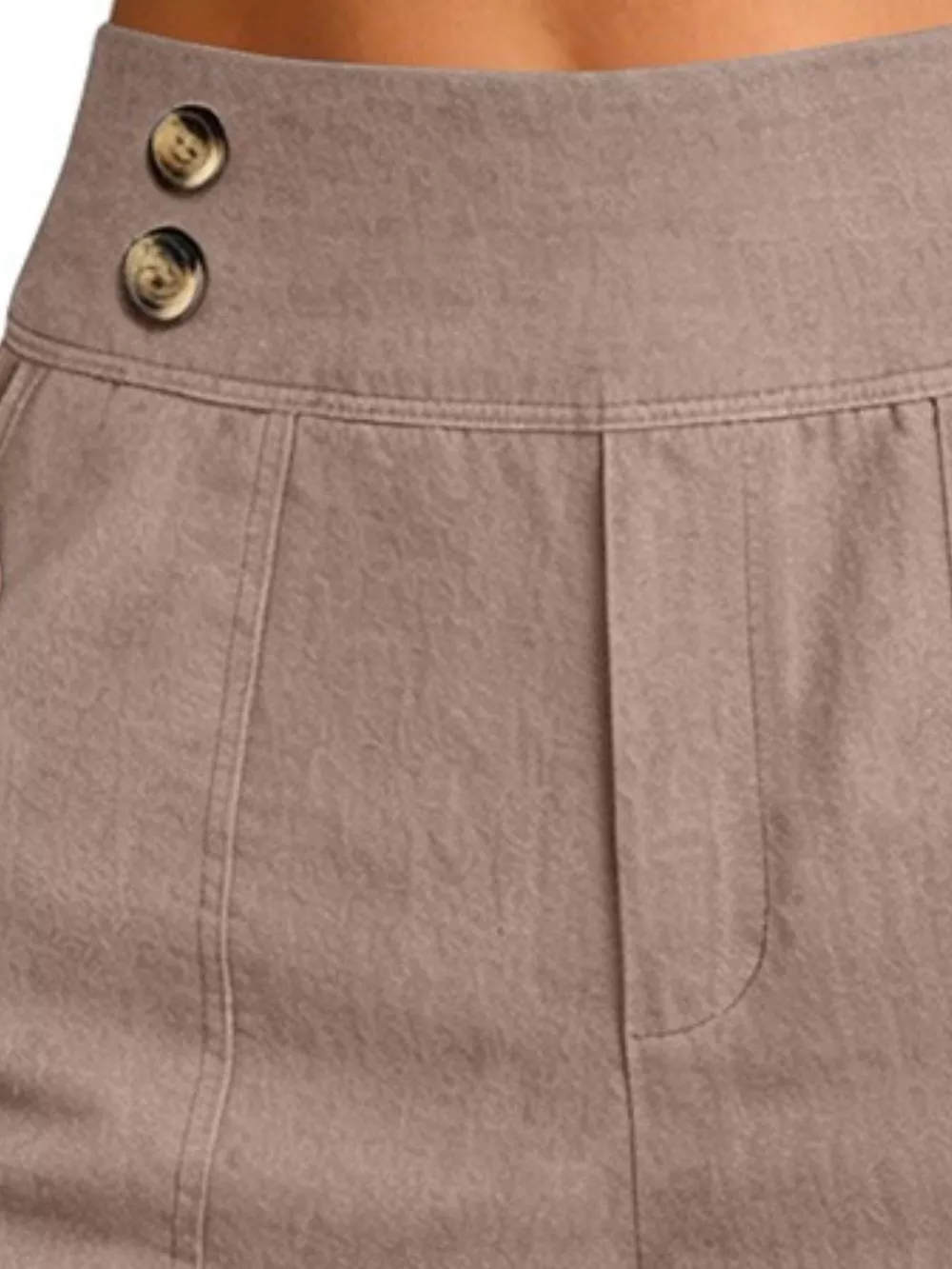 Full Size High-Waisted Button-Detail Cropped Pants Plus Size, image 14