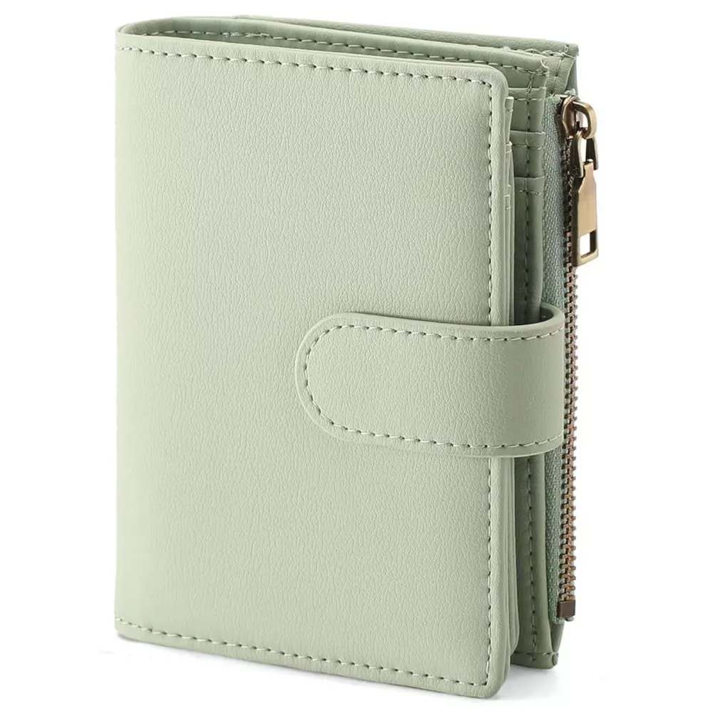 Leather Bifold Wallet with Zipper