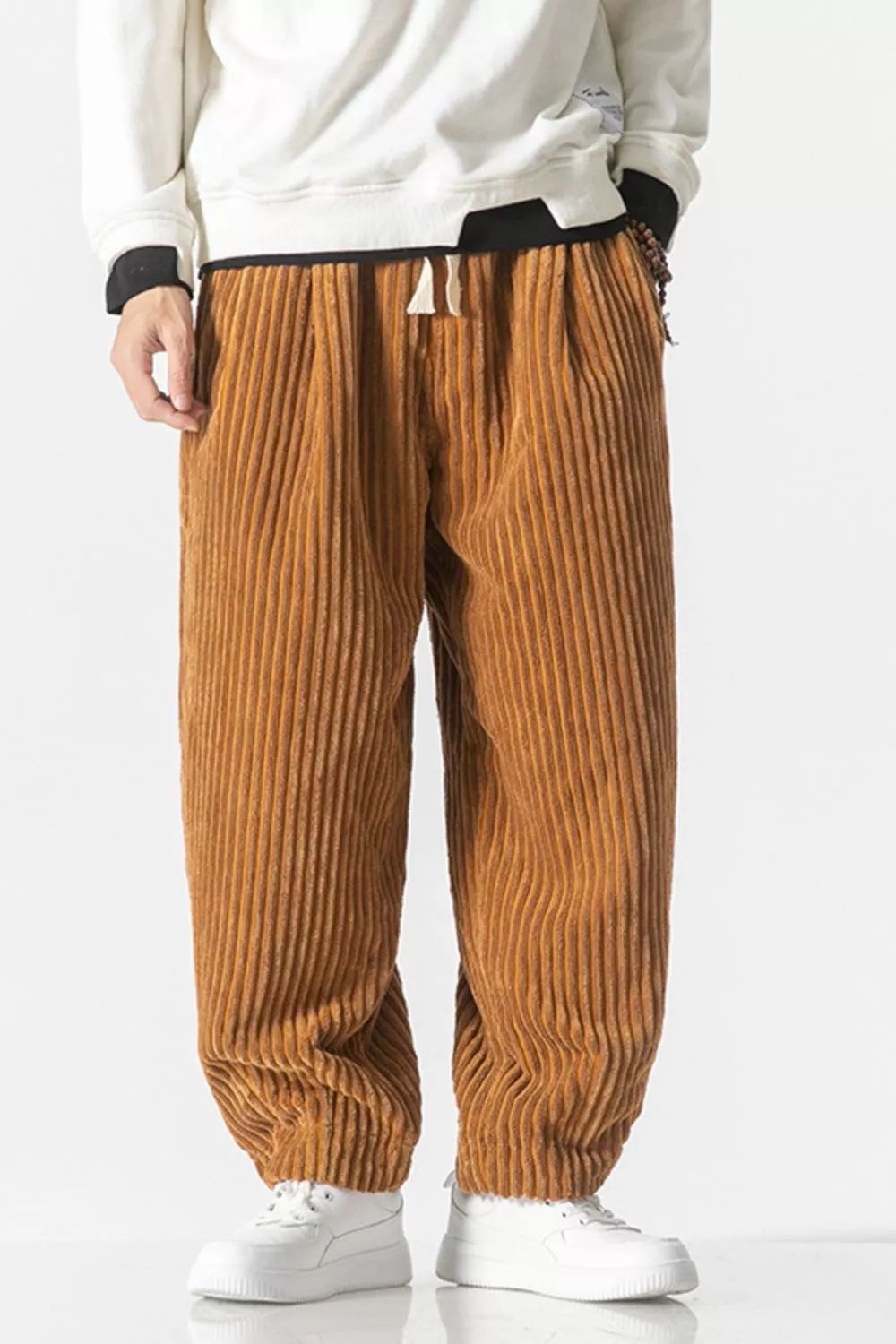 Men's Plus Size Corduroy Wide Leg Casual Pants, image 8