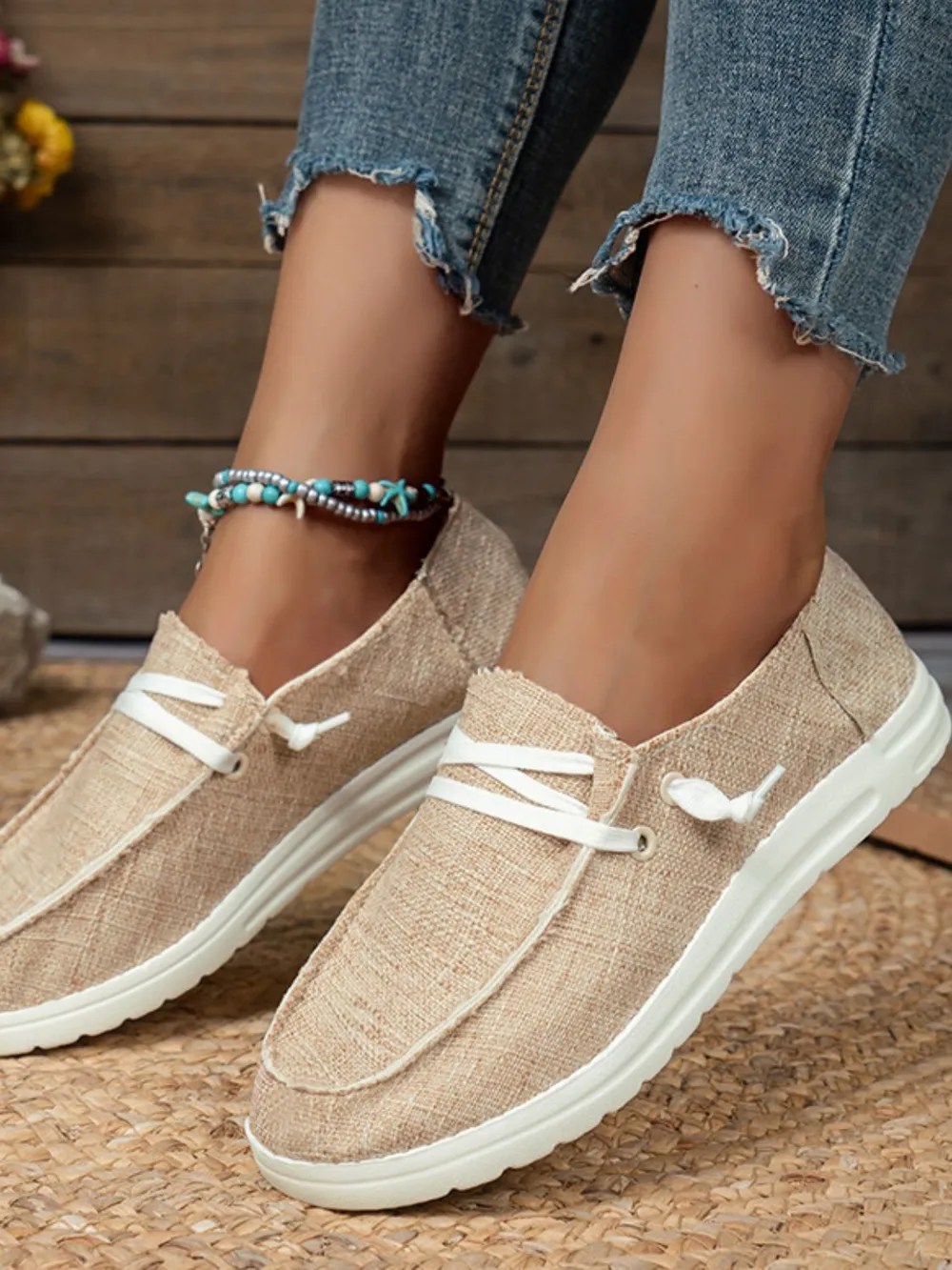 Lace Up Round Toe Slip-Ons, image 3