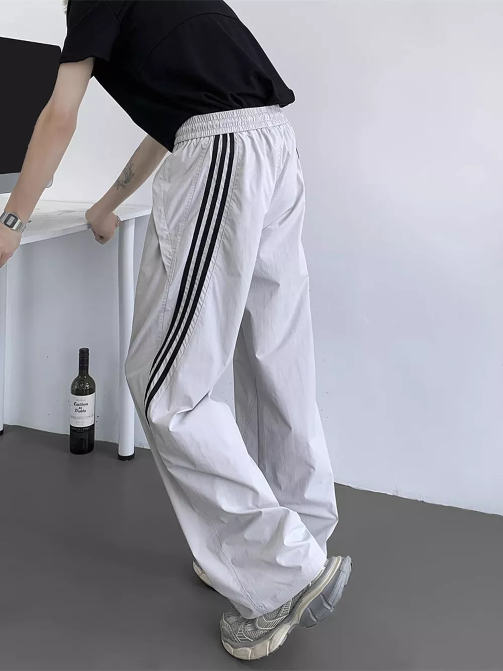 Men's Full Size Striped Wide Leg Pants Plus Size, image 2