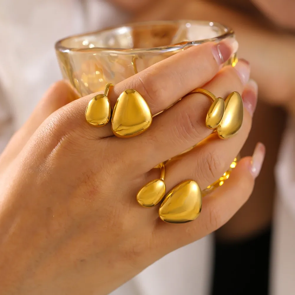 18K Gold-Plated Irregular Bypass Ring, image 2