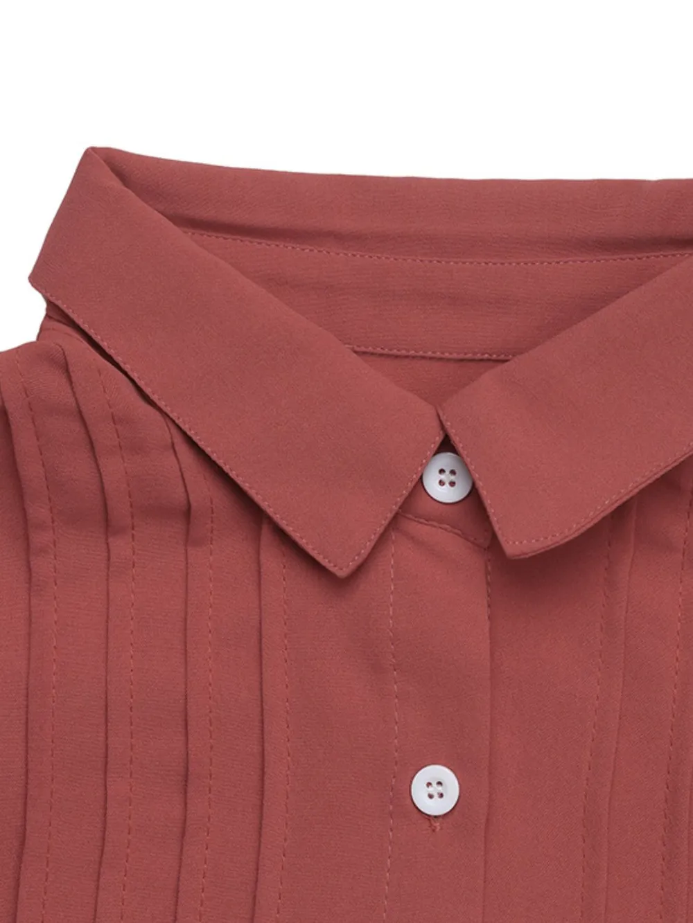Ruched Collared Neck Long Sleeve Shirt, image 3