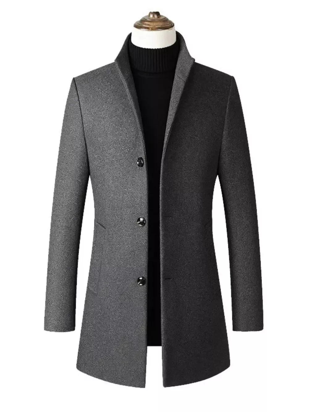 Men's Plus Size Slim Fit Stand Collar Overcoat