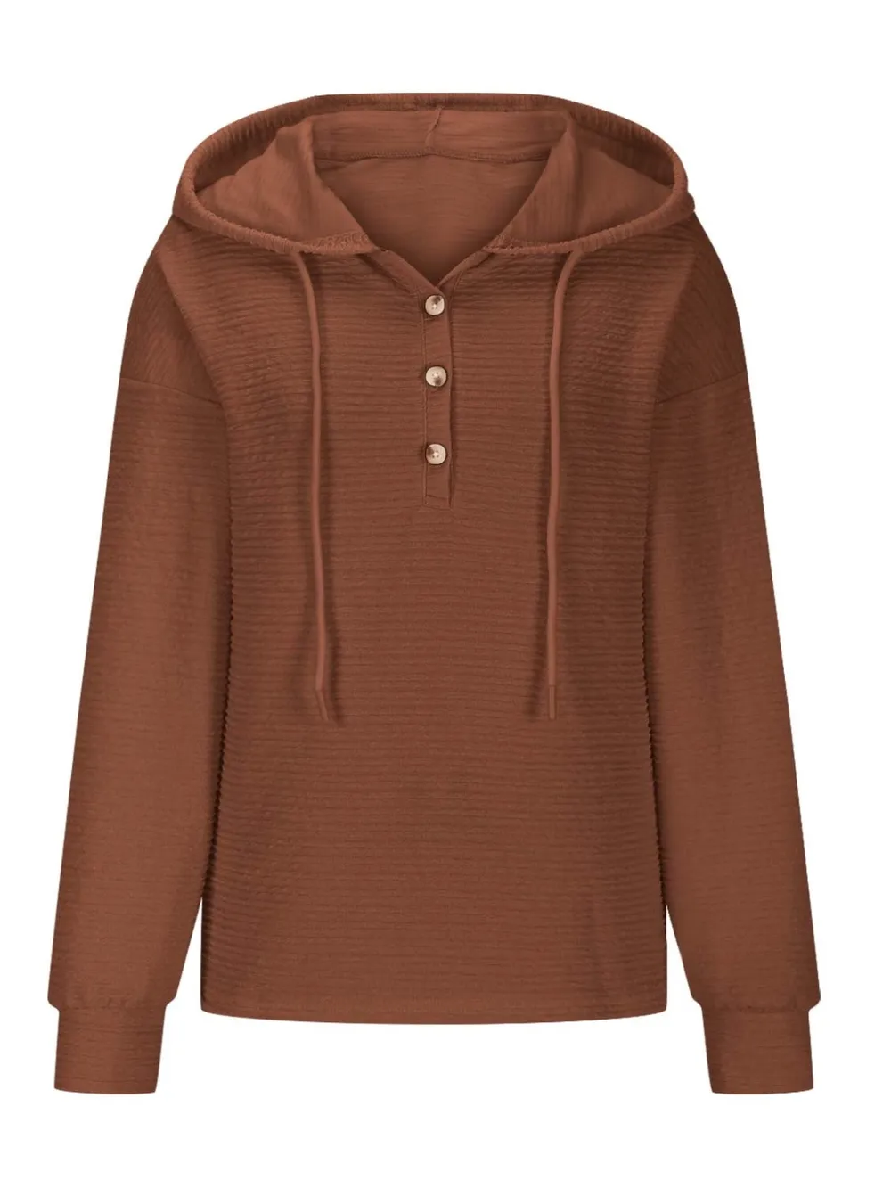Drawstring Quarter Button Long Sleeve Hoodie, image 24