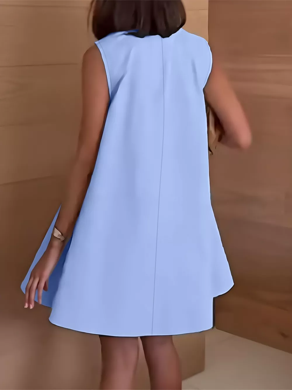Casual Solid Color Sleeveless Mini Dress, image 2